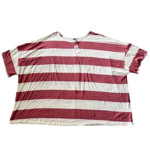 Old Navy Luxe Oversized Red & White Striped Crop T-Shirt Size 4X